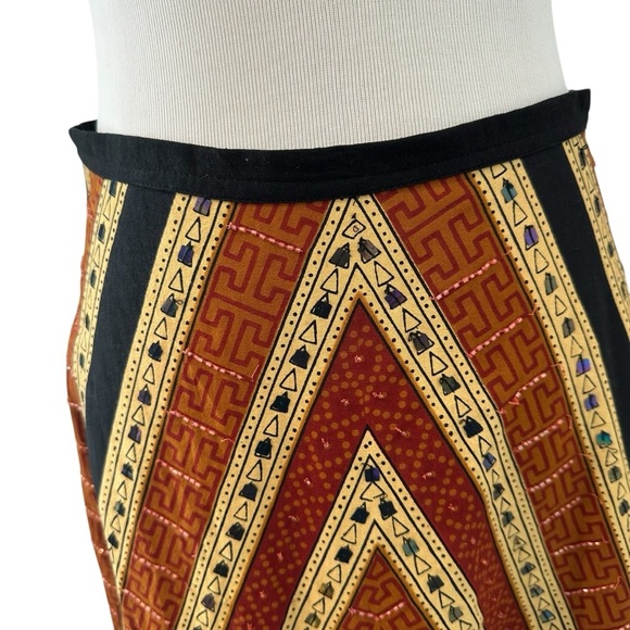 Willie Smith Beaded Bohemian New Without Tags Chevron Patterned Maxi Skirt - Picture 8 of 15